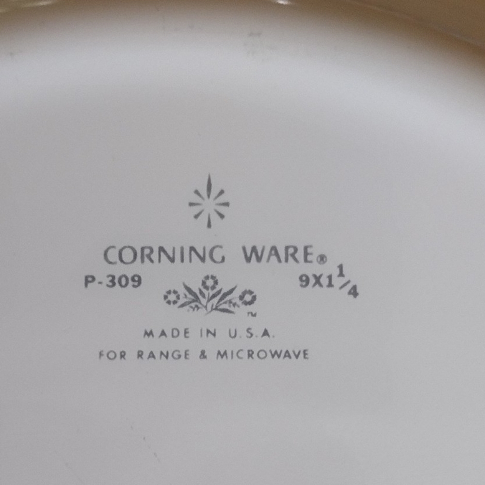 Corning Ware Cornflower Blue Pie Plate P-309 White 9 Inch - Picture 2 of 6